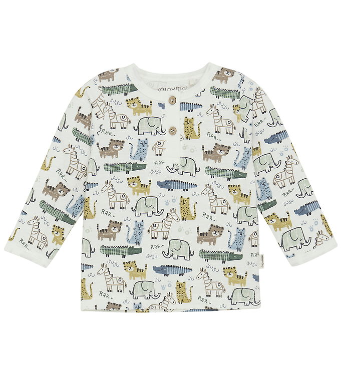 Minymo Bluse - Marshmallow White med print