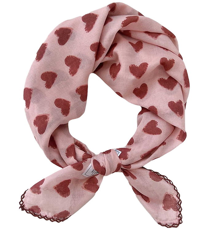 By Srær Tørklæde - Iduna - Rosa/Rød Hjerter