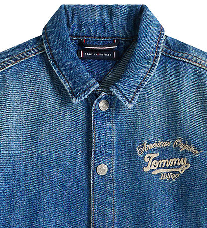 Tommy Hilfiger Denimjakke - EMB Shacket - Islandblue