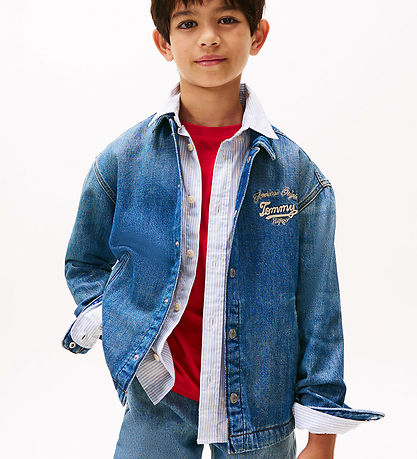 Tommy Hilfiger Denimjakke - EMB Shacket - Islandblue