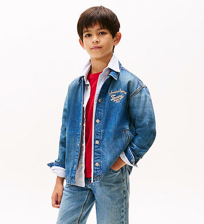 Tommy Hilfiger Denimjakke - EMB Shacket - Islandblue