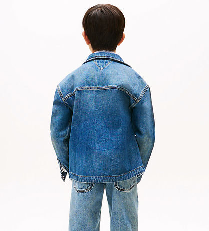 Tommy Hilfiger Denimjakke - EMB Shacket - Islandblue