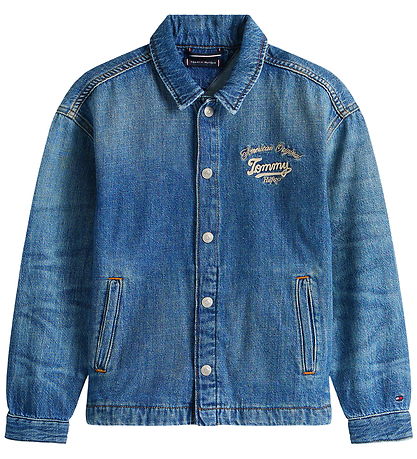 Tommy Hilfiger Denimjakke - EMB Shacket - Islandblue