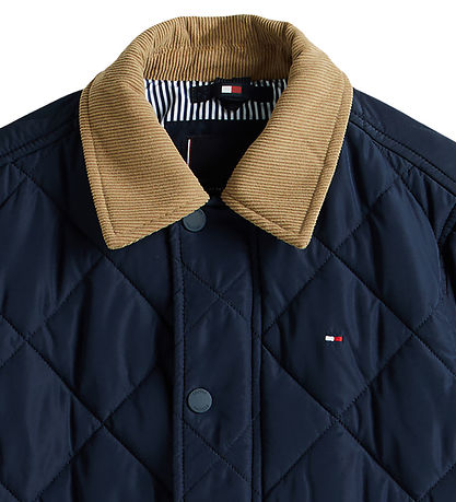 Tommy Hilfiger Termojakke - Quilted - Contrast Collar - Dark Nig
