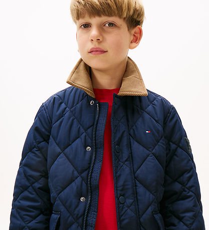 Tommy Hilfiger Termojakke - Quilted - Contrast Collar - Dark Nig
