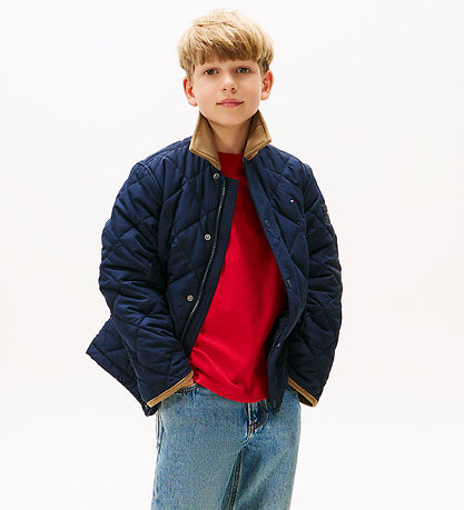 Tommy Hilfiger Termojakke - Quilted - Contrast Collar - Dark Nig