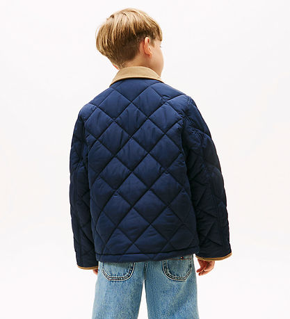 Tommy Hilfiger Termojakke - Quilted - Contrast Collar - Dark Nig