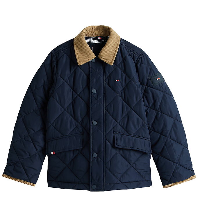 Tommy Hilfiger Termojakke - Quilted - Contrast Collar - Dark Nig