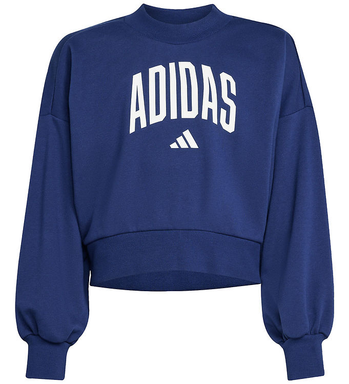 adidas Performance Sweatshirt - Cropped - Dkblue/White m. Logo