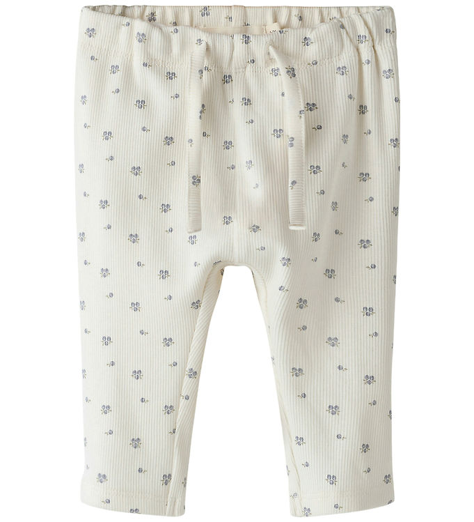 Lil' Atelier NbnLago Rib Bukser - Coconut Milk/BlueBerry