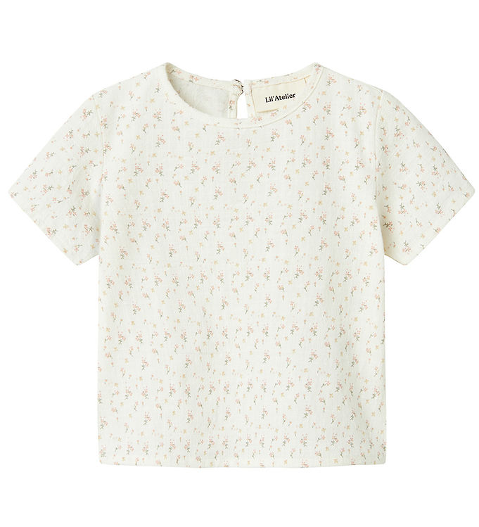 Lil' Atelier T-shirt - NbfHailey - Coconut Milk m. Blomster