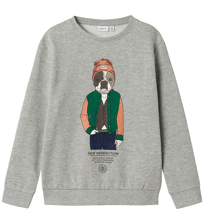 Name It Sweatshirt - NkmPsalko - Gråmeleret m. Print