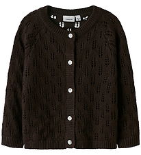 Name It Cardigan - Strik - NmfFleslit - Seal Brown m. Hulmønster Name It Cardigan - Strik - NmfFleslit - Seal Brown m. Hulmønster