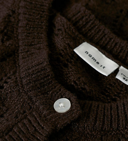 Name It Cardigan - Knitted - NmfFleslit - Seal Brown w. Pointell