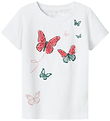 Name It T-Shirt - NmfLofla - Bright White m. Schmetterlinge