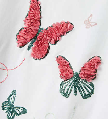 Name It T-Shirt - NmfLofla - Bright White m. Schmetterlinge