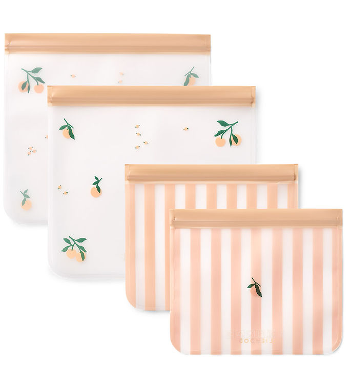 Liewood Rebus Genanvendelige Madposer - 4-pak - Peach/Sea Shell