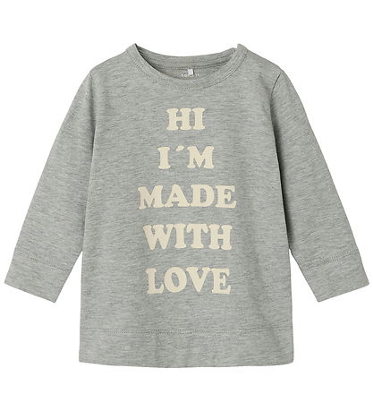 Name It Bluse - NbfLaba - Gråmeleret m. Print