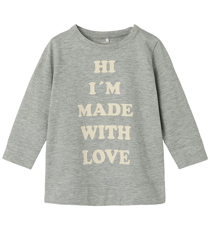 Name It Bluse - NbfLaba - Gråmeleret m. Print