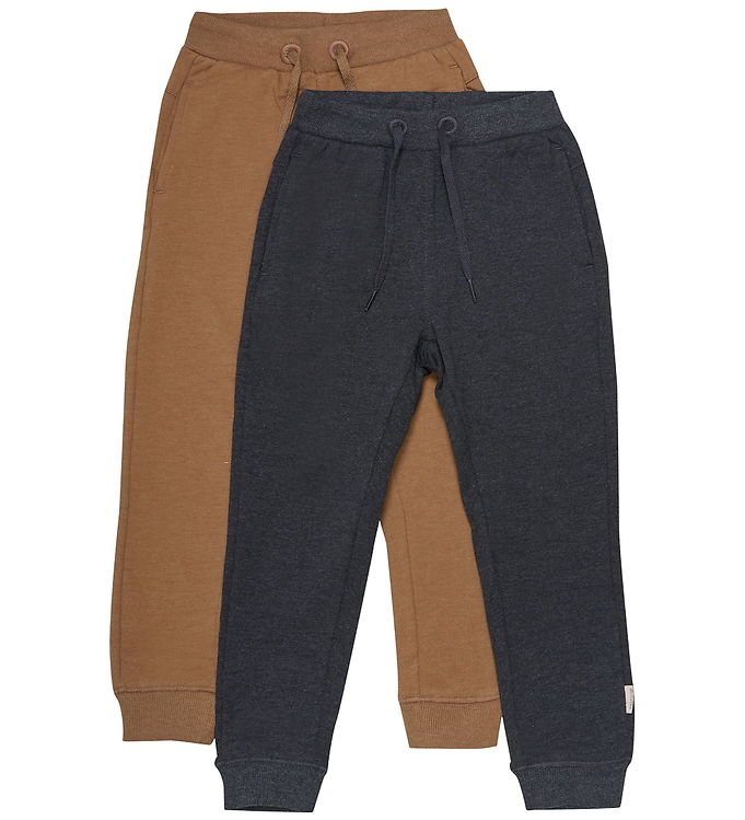Minymo Sweatpants - 2-pak - Brun/Mørkegrå