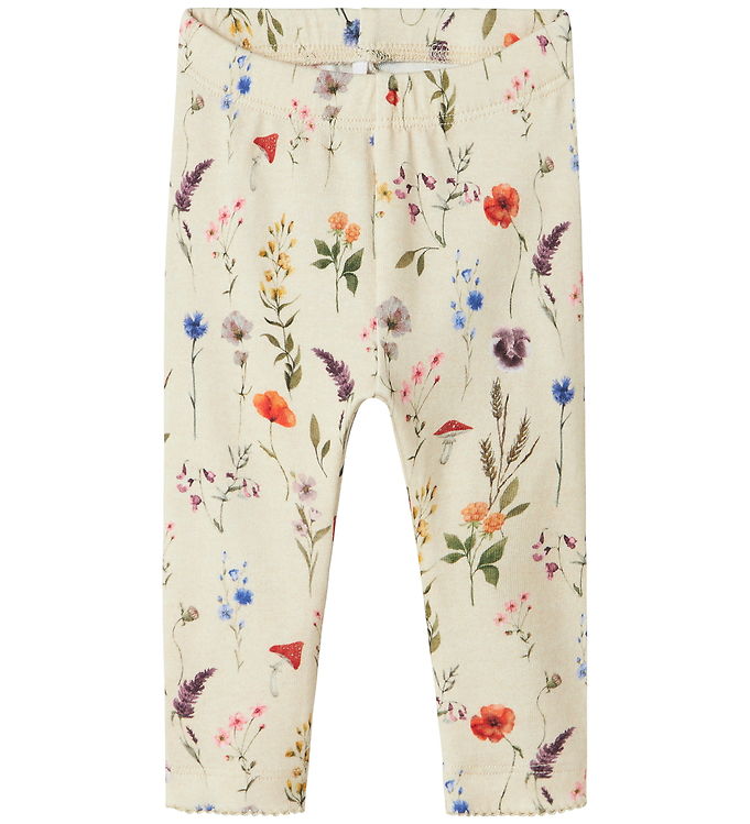 Name it Leggings - NbfLuxa - Peyote Melange m. Blomster