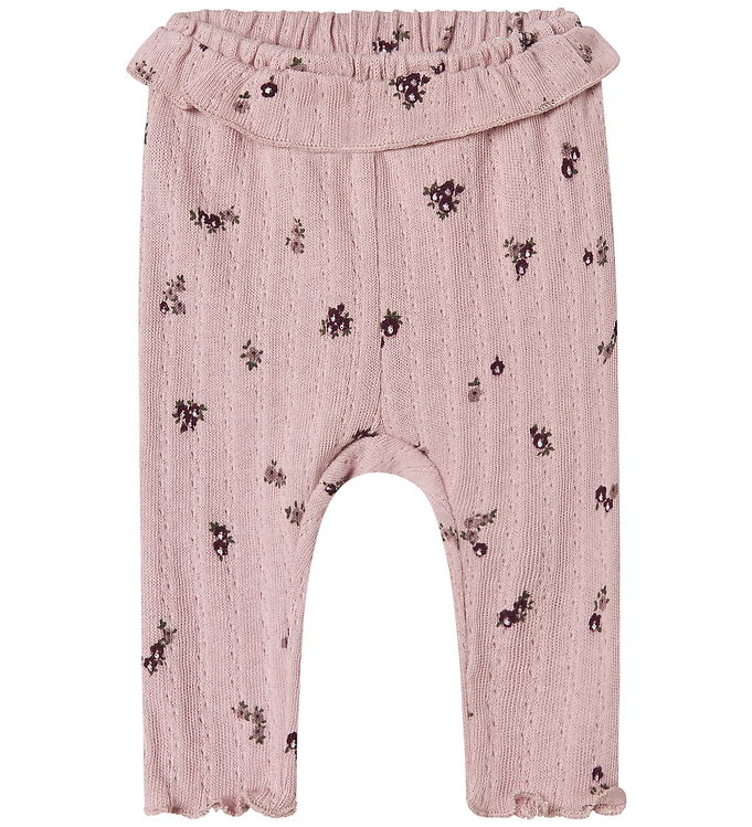 Name It Leggings Burnished Lilac Med Små Blomster - Str. 0m 50cm