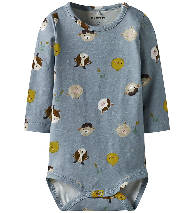 Name it Body l/æ - NbmLarm - Dusty Blue m. Print