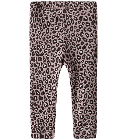 Name It Leggings - NbfLeoana - Polert Lilac m. Leopard Mønster