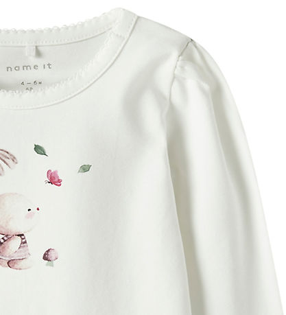 Name It Bodysuit l/s - NbfLotus - Cloud Dancer w. Print