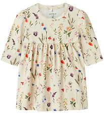Name it Kjole - NbfLuxa - Peyote Melange m. Blomster Name it Kjole - NbfLuxa - Peyote Melange m. Blomster