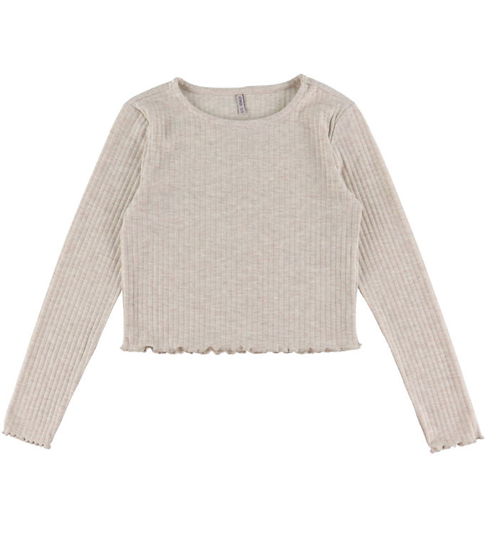 Kids Only KogNella Rib Bluse - Pumice Stone/Melange