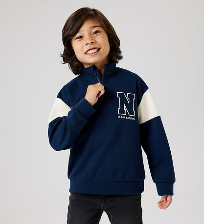 Name It Bluse - NkmDenno - Half Zip - Ombre Blue m. Print