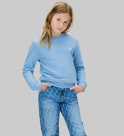 Calvin Klein Sweatshirt - Mono Mini Badge - Faded Denim