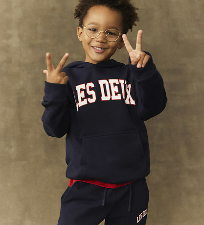 Les Deux Hoodie - Aidan - Dark Navy Blue w. Logo
