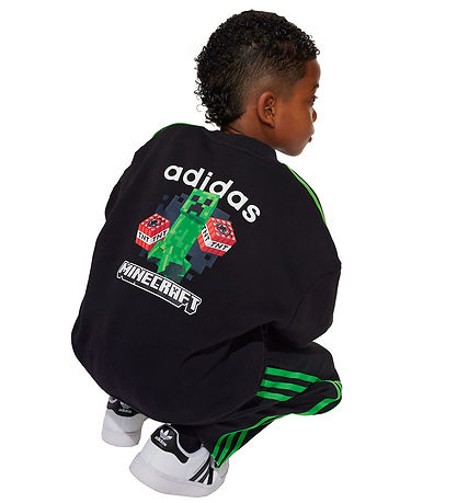 adidas Originals Sweatsæt - Crew - Minecraft - Sort m. Logo