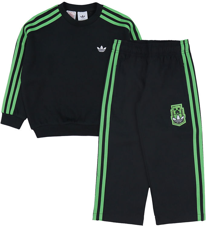 adidas Originals Sweatsæt - Crew - Minecraft - Sort m. Logo