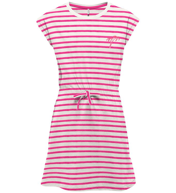 Kids Only Kjole - KogTrine - Cloud Dancer/Fuchsia Fedora