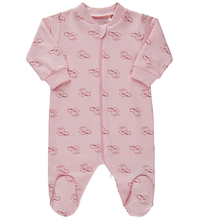 Fixoni Natdragt m. Fødder - Rose m. Print