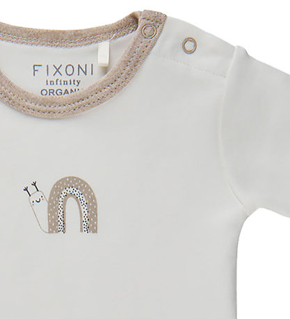 Fixoni Bodysuit s/s - Sand Melange w. Print