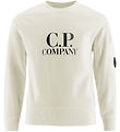 C.P. Company Sweatshirt - Gauze White m. Sort C.P. Company Sweatshirt - Gauze White m. Sort