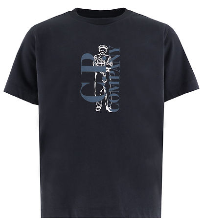 T-Shirt C.P. Company - Total Eclipse Blue av. Imprimé