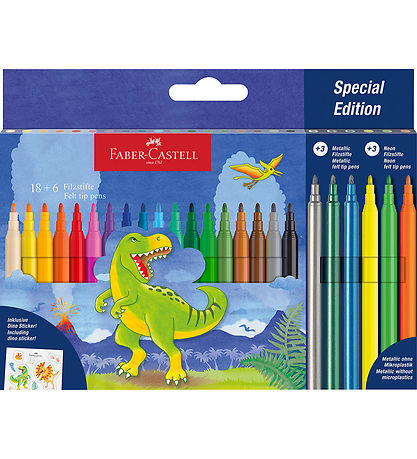 Faber-Castell Tussit - 18+3 Metallinen + 3 Neon - Dinosaur