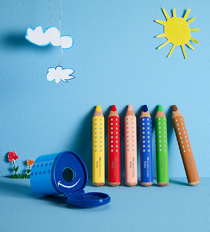 Faber-Castell Farveblyanter - XXL Jumbo Grip + Spidser - 6 stk.