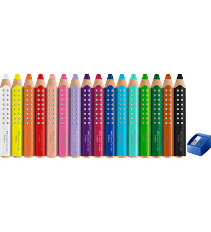 Faber-Castell Farveblyanter - XXL Jumbo Grip + Spidser - 16 stk.
