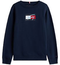 Tommy Hilfiger Sweatshirt - Script Flag - Dark Night Navy Tommy Hilfiger Sweatshirt - Script Flag - Dark Night Navy