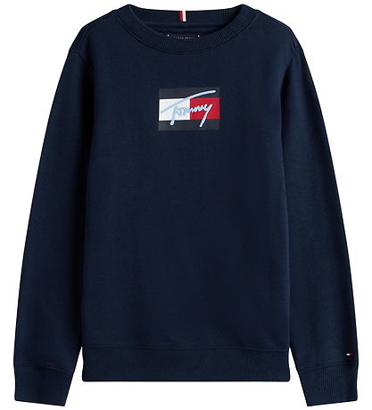 Tommy Hilfiger Peysa - Handritsfáni - Dark Nótt Dökkblátt