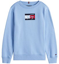Tommy Hilfiger Sweatshirt - Script Flag - Cloudy Blue Tommy Hilfiger Sweatshirt - Script Flag - Cloudy Blue