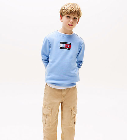 Tommy Hilfiger Sweatshirt - Schriftzug Flagge - Cloudy Blue
