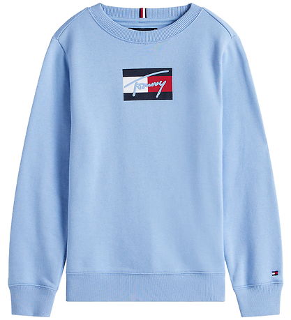 Tommy Hilfiger Sweatshirt - Schriftzug Flagge - Cloudy Blue