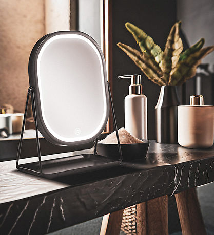 Gillian Jones Bordspejl - Oval - LED/Bakke - Sort